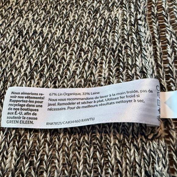 Eileen Fisher Open Front Cardigan Linen/Wool Gray Black Yarn Women’s Size M - Picture 9 of 13